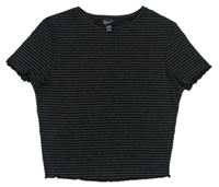 Černo-lila pruhované crop tričko New Look