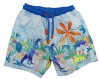 Světlemodro-bílé plážové kraťasy s dinosaury F&F
