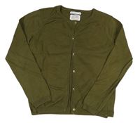 Khaki propínací lehký svetr Zara