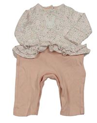 Bílo-růžový overal s květinami a králíky Mothercare