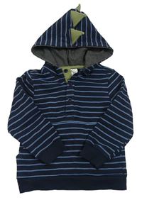 Tmavomodro-modrá pruhovaná mikina s kapucí s ostny Tommy Bahama