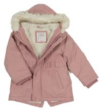Starorůžová šusťáková zimní bunda s kapucí Primark