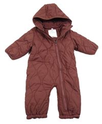 Vínová prošívaná šusťáková zimní kombinéza s kapucí Topomini