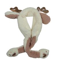 Smetanové kožešinové klapky na uši s oušky a flitry