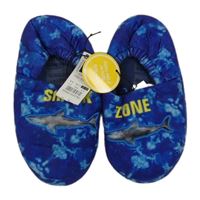 Nové - Modré vzorované domácí bačkory se žralokem Dunnes vel. 31/32