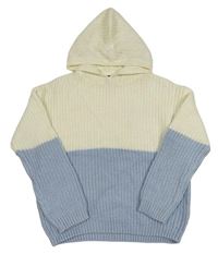 Smetanovo-světlemodrý svetr s kapucí C&A