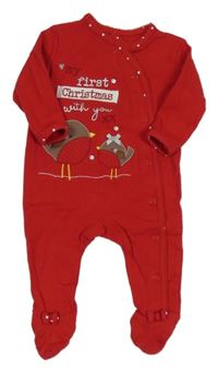 Červený overal s ptáčky George