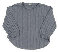 Modrá melírovaná žebrovaná úpletová mikina Shein