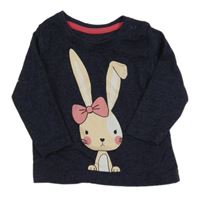 Tmavomodré melírované triko s králíkem Primark