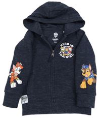 Tmavomodrá melírovaná propínací mikina s Paw Patrol a kapucí C&A