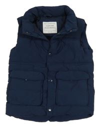 Tmavomodrá šusťáková zateplená vesta Primark