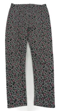 Šedé melírované vzorované zateplené legíny se srdíčky Impidimpi