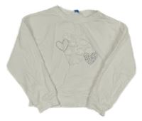 Bílá mikina se srdíčky s kamínky