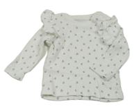 Bílé žebrované triko se srdíčky a volánky Matalan