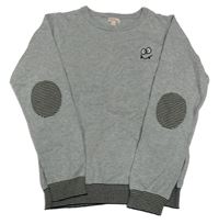 Šedý melírovaný svetr se smajlíkem