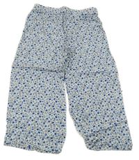 Smetanovo-modré květované lehké culottes kalhoty H&M