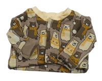 Hnědá zateplená propínací mikina s medvědy