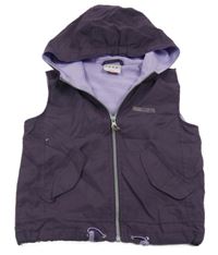 Švestková šusťáková podšitá vesta s kapucí Dopodopo