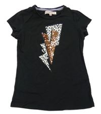 Černé tričko s potiskem s flitry Vingino