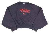 Švestková crop mikina s logem Nike