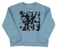 Modrá mikina s dívkami Shein