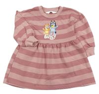 Starorůžovo-růžové pruhované teplákové šaty s Bluey H&M