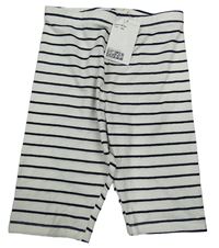 Nové - Bílo-černé pruhované elastické kraťasy H&M