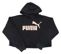 Černá crop mikina s logem a kapucí Puma