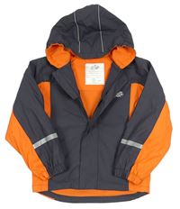 Šedo-oranžová nepromokavá jarní bunda s kapucí