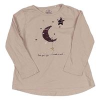 Světlerůžové triko s měsícem z flitrů Topolino