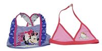 2x horní díl plavek - růžový s Hello Kitty + fialový s Minnie 