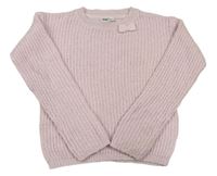 Světlerůžový třpytivý pletený svetr 