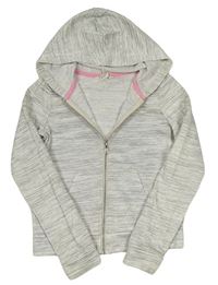 Světlešedá melírovaná crop propínací mikina s kapucí H&M