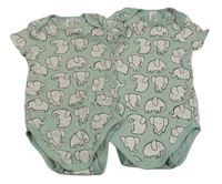 2x zeleno-bílé body se slony C&A