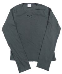 Tmavošedé žebrované crop triko Zara