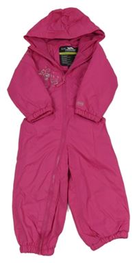 Růžová šusťáková funkční zimní kombinéza s logem Trespass