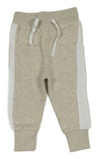 Béžové melírované tepláky s bílým pruhem 