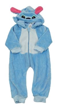Světlemodrá plyšová kombinéza s kapucí - Stitch