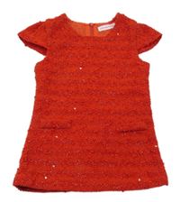 Červené úpletové flitrové šaty 