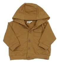 Hnědá propínací mikina s kapucí 