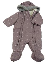 Fialová šusťáková zimní kombinéza s výšivkami a kapucí Rocha John Rocha