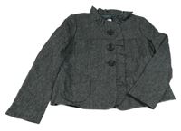 Šedá melírovaná vlněná podšitá crop bunda s kapsami 