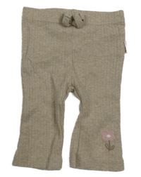 Světlebéžové žebrované lehké tepláky 