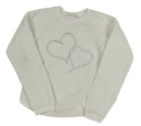 Bílá chlupatá mikina se srdíčky Kids