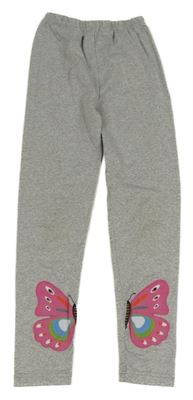 Šedé melírované legíny s motýlky 