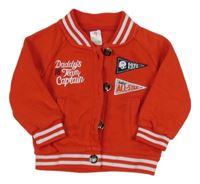 Červená propínací mikina s výšivkami 