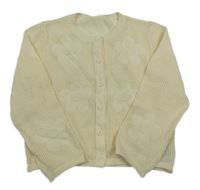 Smetanový perforovaný propínací svetr 