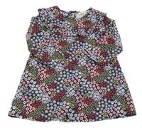 Tmavomodro-vínovo-bílé květované šaty Bluezoo