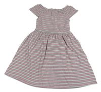 Šedo-růžovo-bílé pruhované šaty S. Oliver