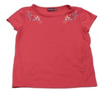 Tmavorůžové tričko s kvítky 